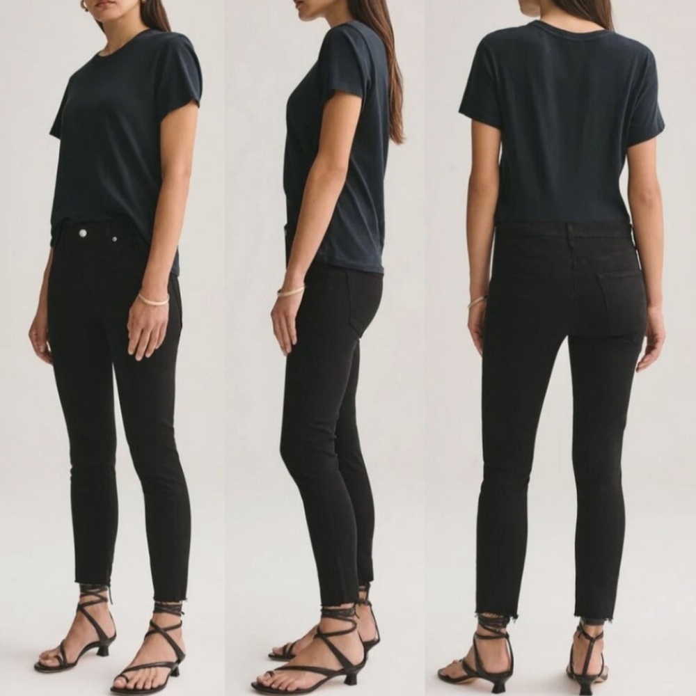 Agolde Sophie Crop High Waist Rise Skinny Jean Black Size 28 Stretchy Comfy $158